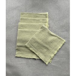 6 serviettes en lin brut coloris limoncello